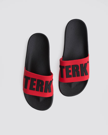 BLACK/RED 3D BLACK TERK LOGO SLIDE