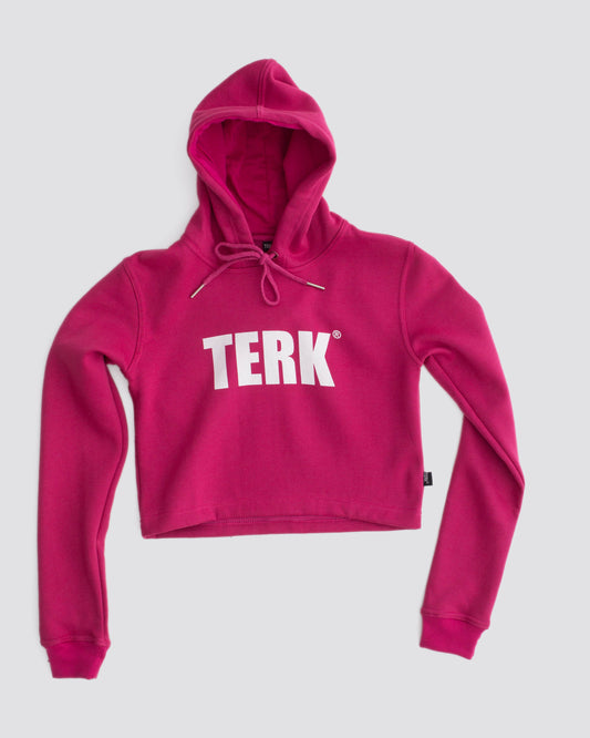 WHITE TERK RALLY CROP HOODIE